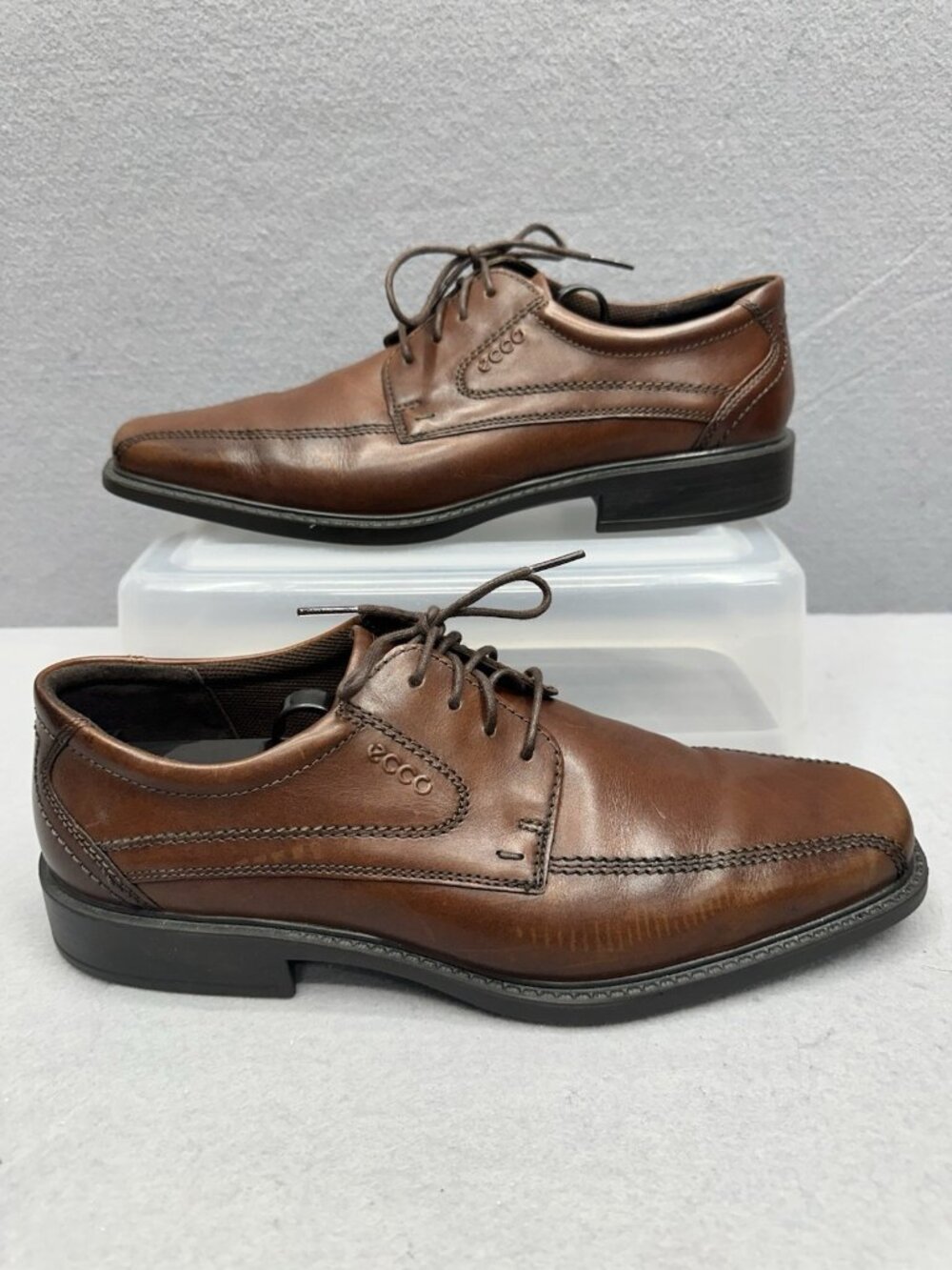 Ecco Helsinki II Mens Size 13 EU 47 Brown Leather Oxford Derby Business Shoes